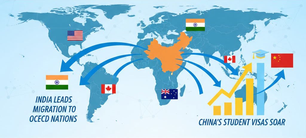 India Leads Migration to OECD Nations as China Surges Ahead in Student Visas